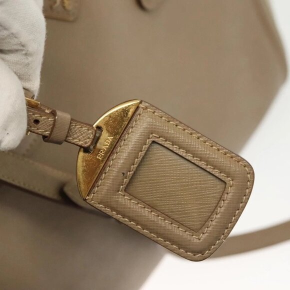 PRADA Hand Bag Safiano Leather 2way Beige Gold Auth - Picture 7 of 15
